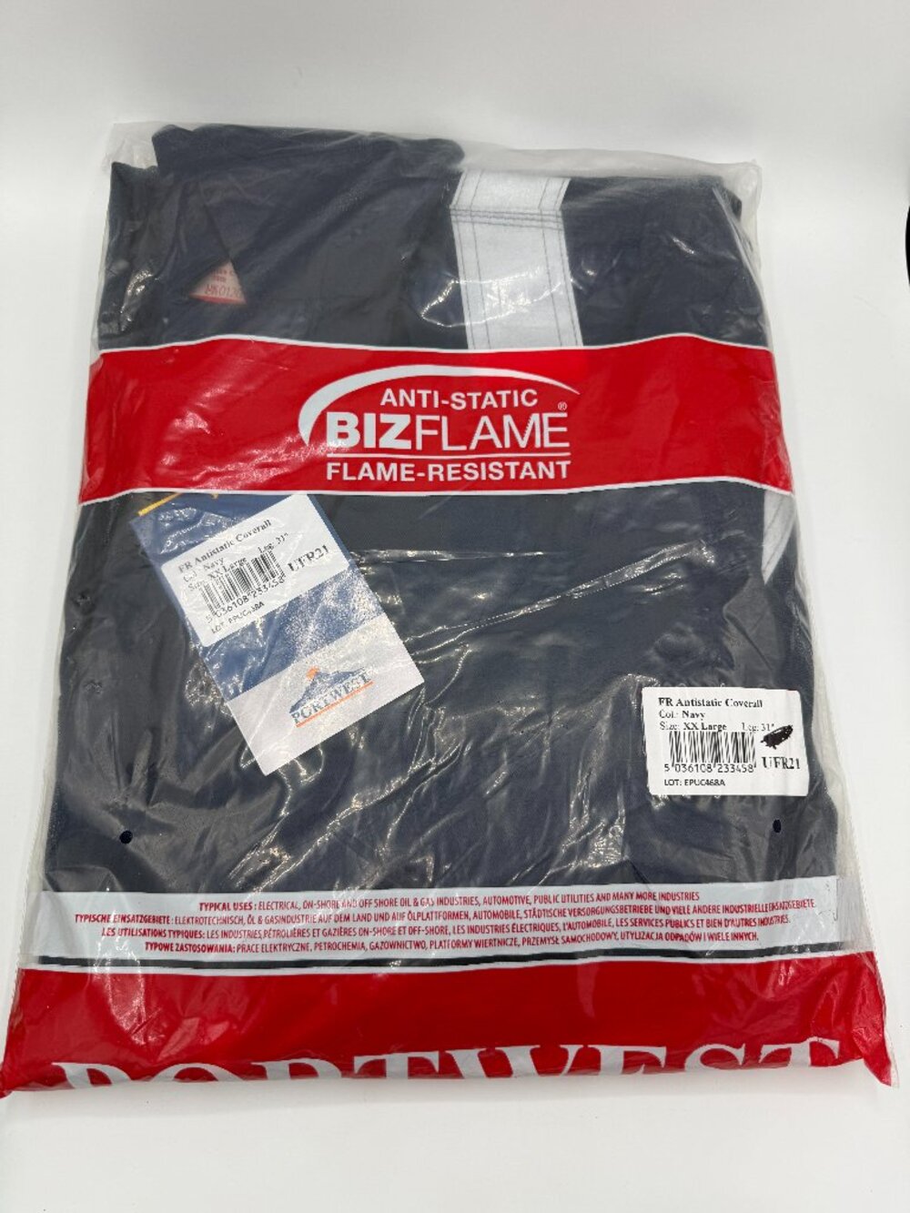 Portwest Bizflame FR Antistatic Coverall Navy XXL Flame Resistant NWT